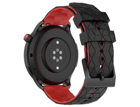 Correa de Silicona patrón de fútbol bicolor 22mm para Huami Amazfit GTR 4 46mm - negro/rojo
