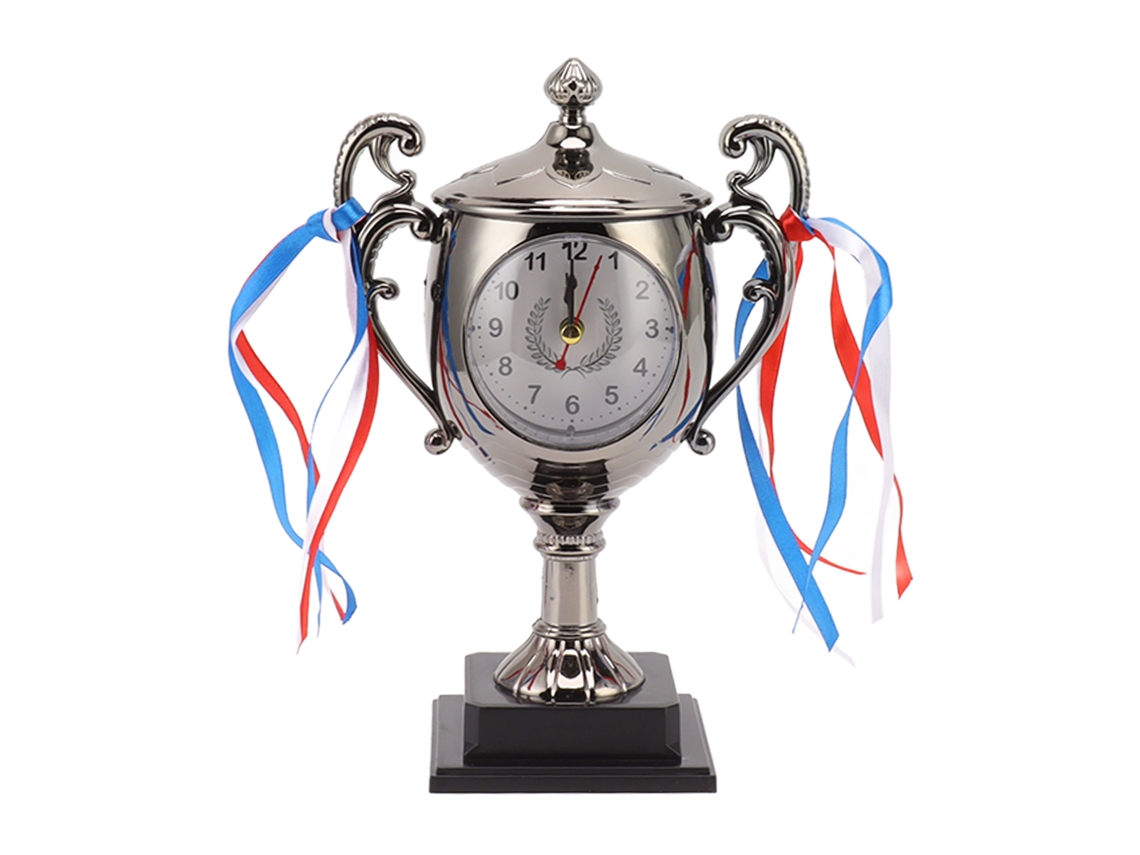 Reloj De Alarma Retro Decorativo Modelo Trofeo Dorado Oscuro Para Dormitorio Sala Mesa Estudio