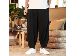 2026-pantalones De Algodón Y Lino Holgados Para Hombres Japoneses Estilo Harem Talla M-5xl