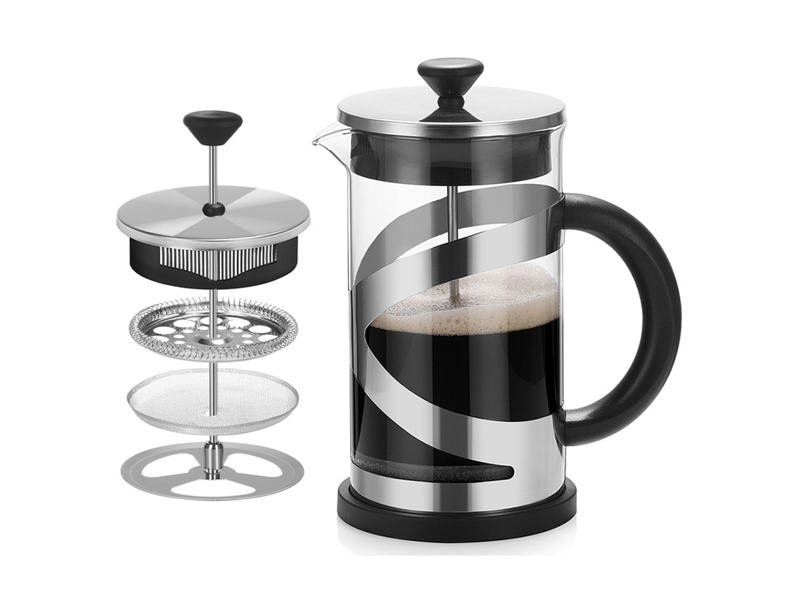 Cafetera de émbolo Eifson de 350 ml con cable resistente al calor (negra)