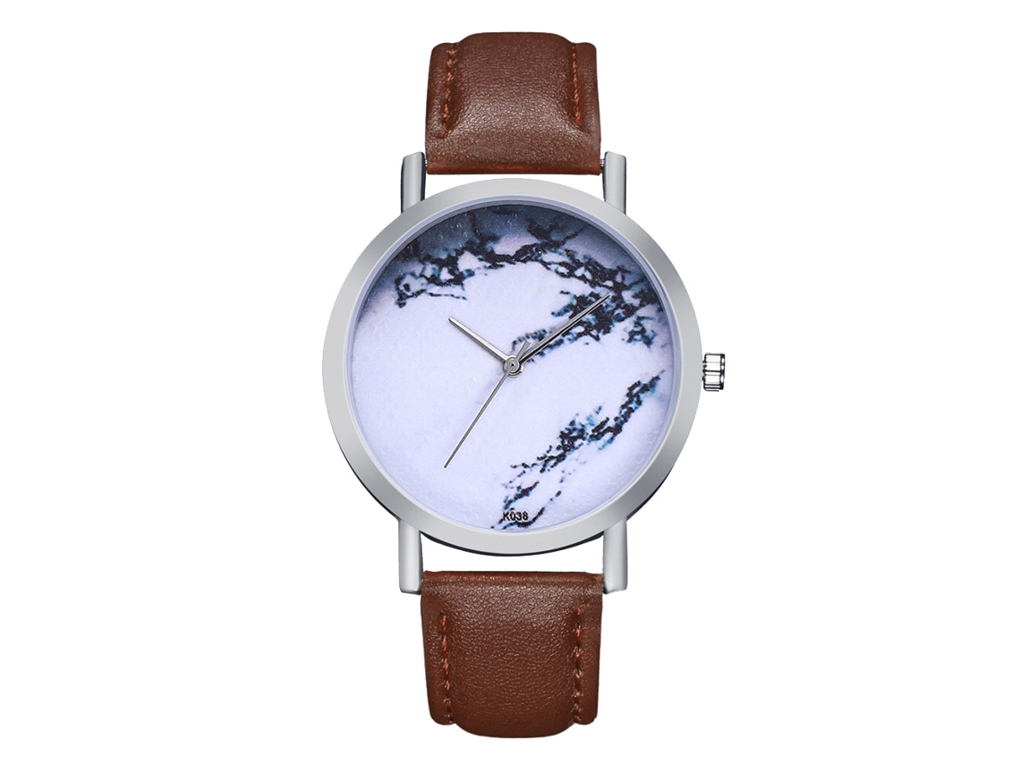 Reloj De Pulsera De Cuarzo Unisex Con Correa De Cuero Pu Zhoulianfa (café)