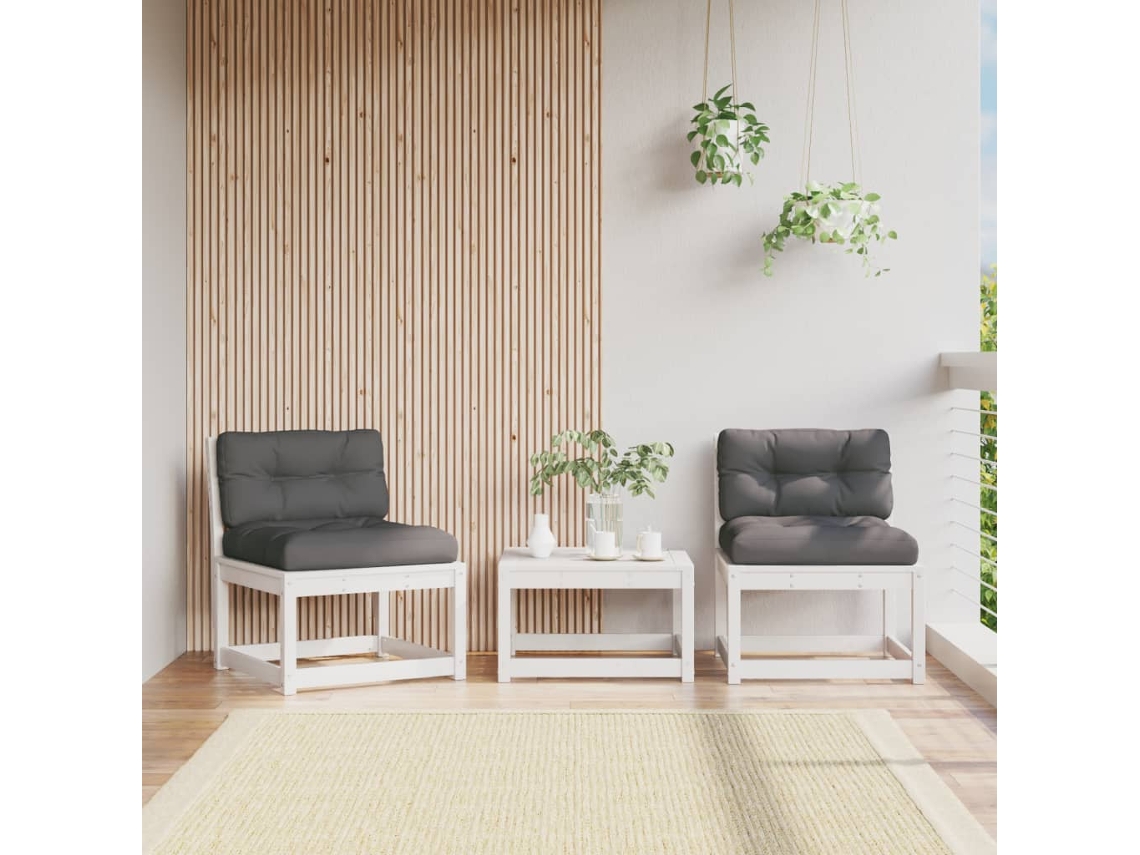 Sofás De Jardín | Sofá De Exterior Con Cojines 2 Uds Madera Maciza De Pino Blanco Wsd500311