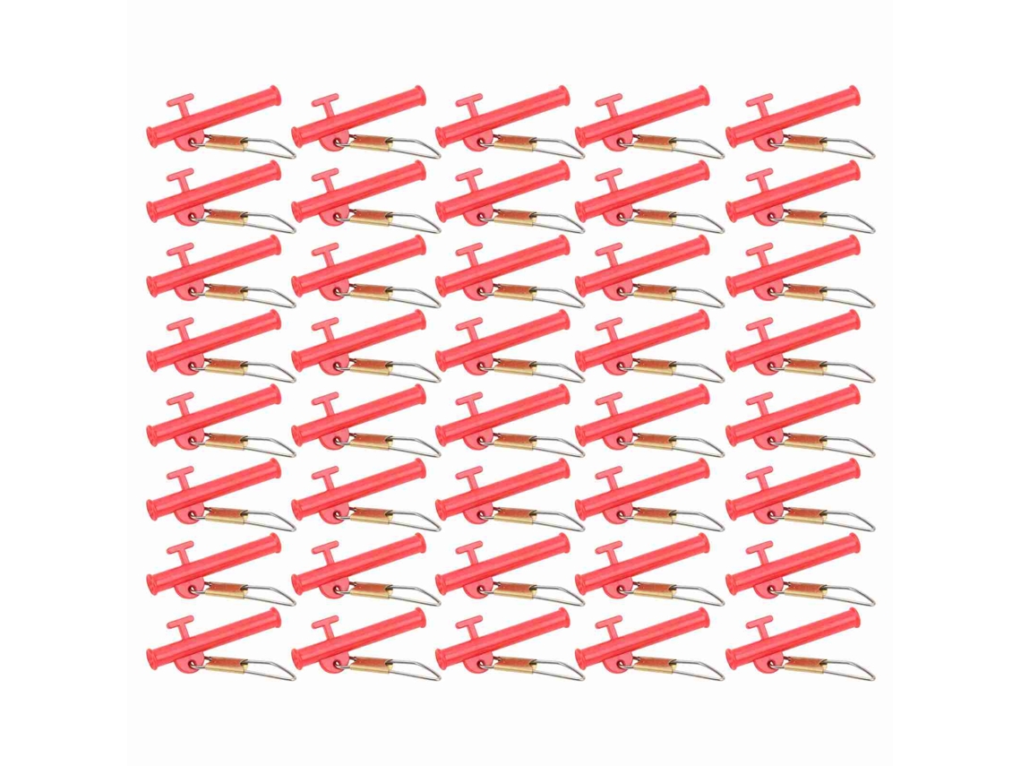 Plomo de pesca con broches metálicos y clip de ABS rojo.