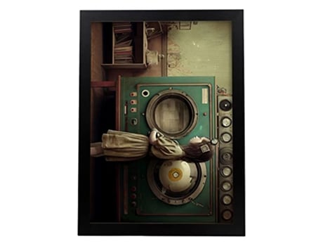 NACNIC Poster Lavadora-Secadora En Estilo Surrealismo Cinematográfico Ilustraciones Y Grabados De Historieta Abstracta Y Artística A4 Marcos Negros