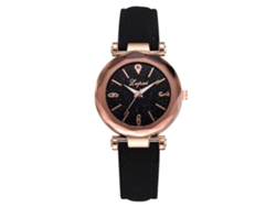 Reloj Analógico Para Mujer Con Correa De Piel Sintética, Estilo Sencillo, Negro.