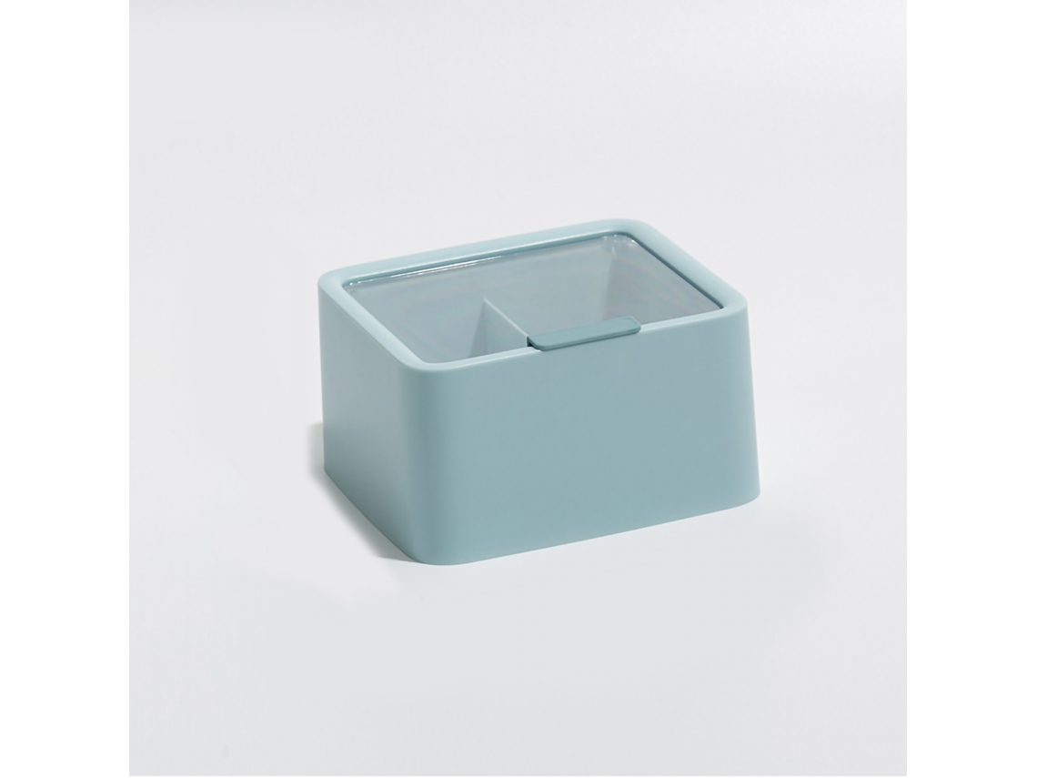 Caja De Plástico Antipolvo Para Guardar Cosméticos Con 2 Compartimentos Para Maquillaje - Azul