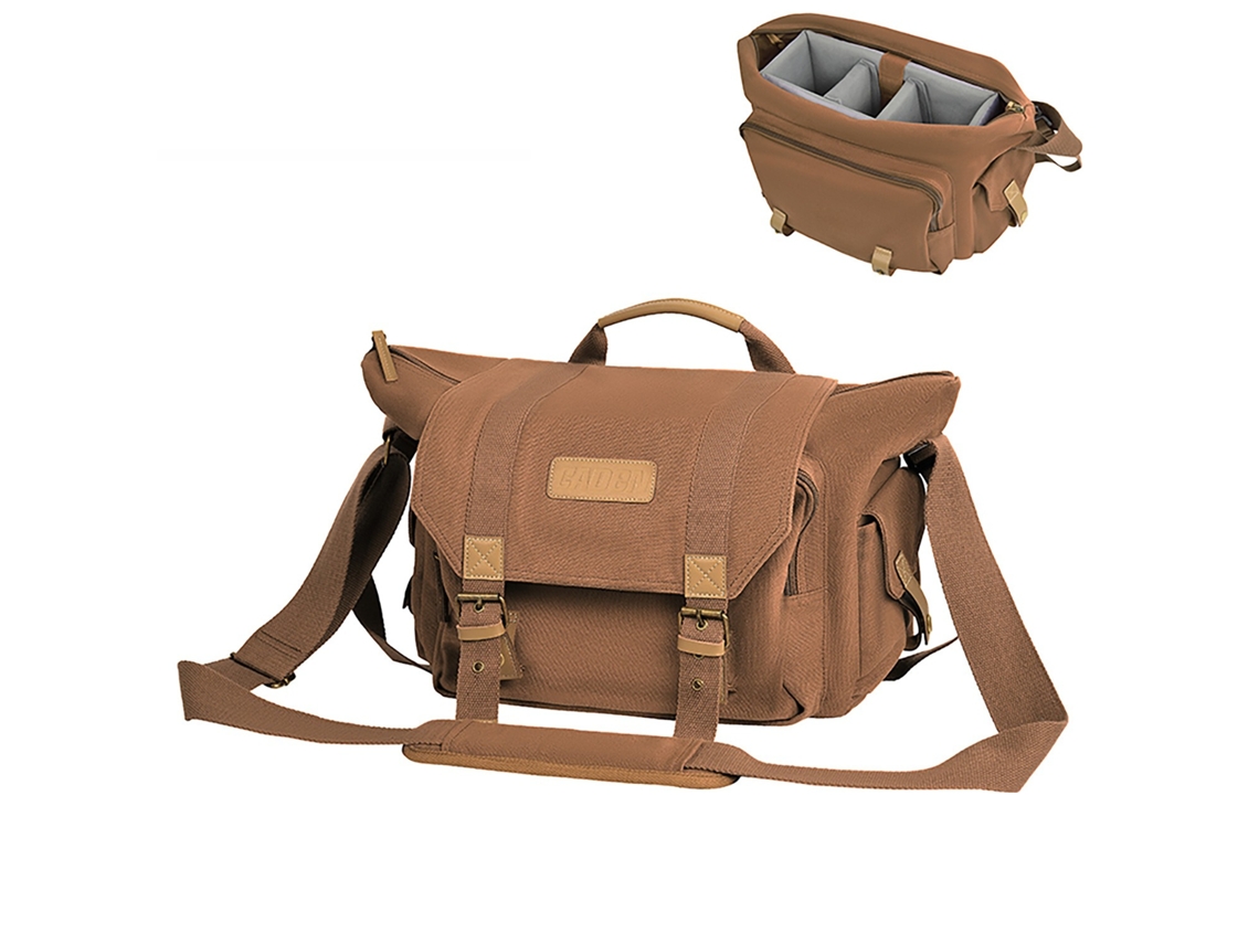 Bolsa para cámara, bolsa retro de lona 3D, bolsa profesional para cámara réflex digital. Yunzii, grande, color café.
