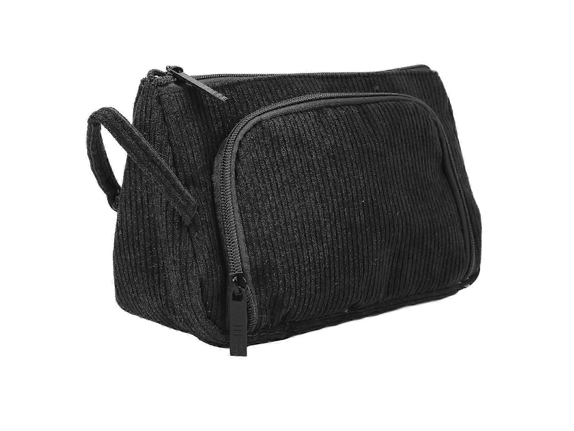 Neceser de pana negra de gran capacidad, portátil y multifuncional para mujeres y niñas. Hengjian