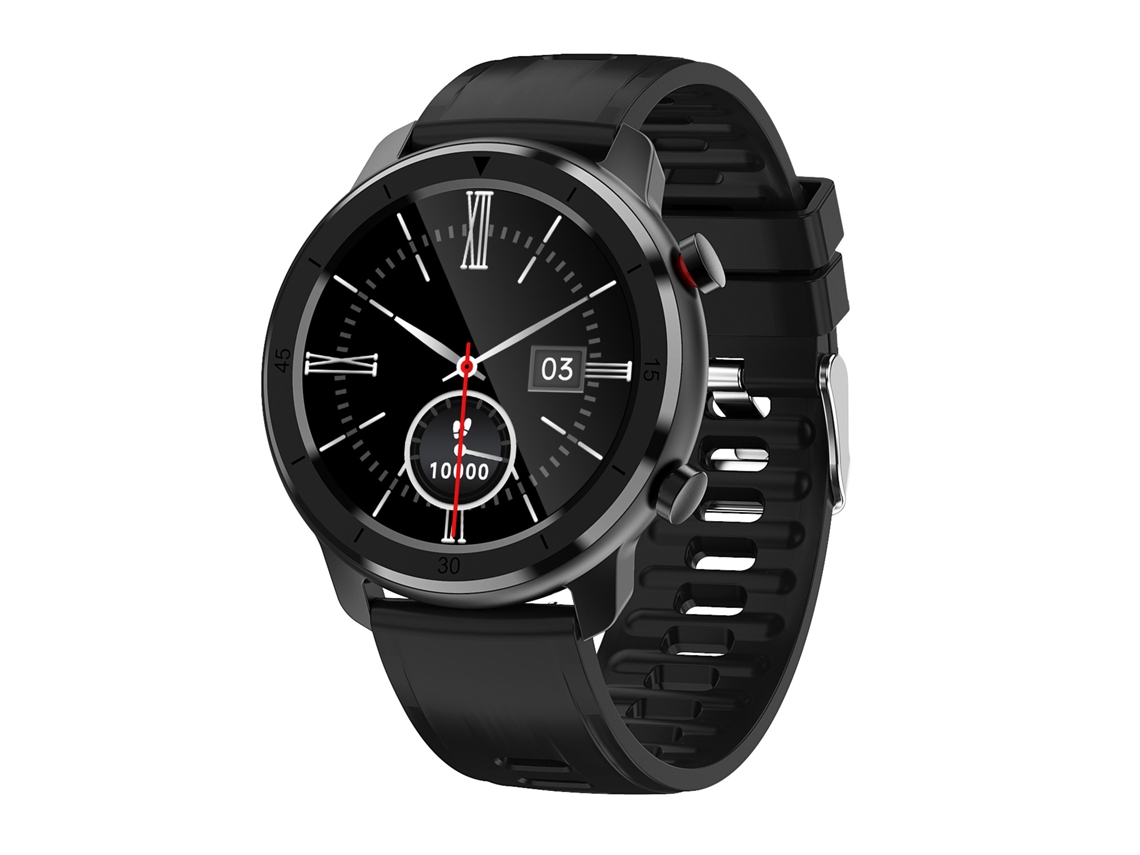 Smartwatch redondo con correa negra