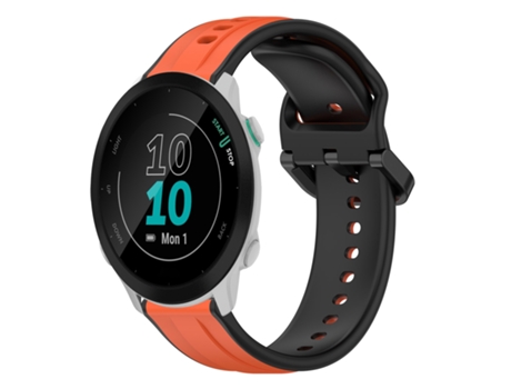 Correa Smartwatch para Garmin Forerunner 55 20mm Silicona Bicolor con Bucle Convexo (Naranja + Negro)