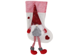 Calcetín Navideño De Peluche Sin Cara Vieja 56x30cm Adorno Decorativo Regalo Adornos Colgantes Blanco
