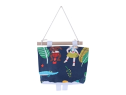 VVJIJILLY Bolsa de armazenamento multibolsos de algodão e linho para armário de parede ou porta (azul, 1 bolso)