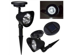 Foco solar para césped de 2 piezas, 4 LED, luz blanca, batería de litio de 600 mAh, para exteriores, con sensor de encendido y apagado automático.