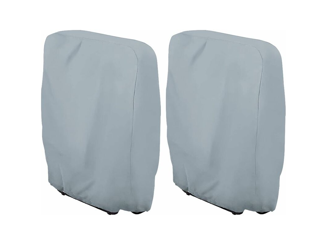 Juego De 2 Fundas Plegables Para Tumbonas En Tejido Oxford 10d, Gris Plata, Resistentes Al Polvo, Al Agua Y A Los Rayos Uv, 110 X 34 X 20 Cm.