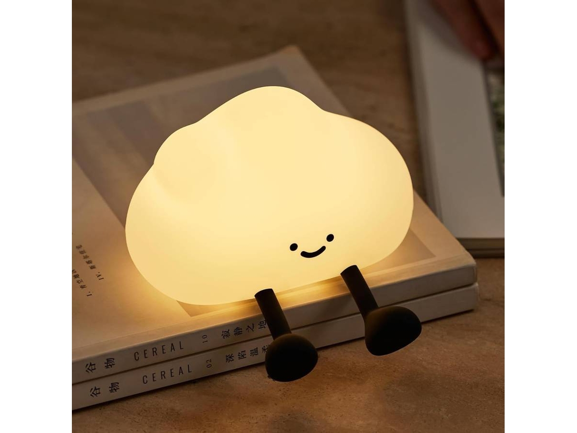 Luz de noche de nube para niños, adorable lámpara de noche táctil de silicona, luz LED regulable para habitación infantil (negro)