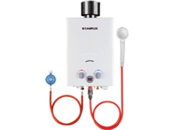 CAMPLUX BW158C-DE Calentador de Agua de Gas Instantáneo, 6 Litros, 12 kW, 50 mbar, GLP con Cubierta de Lluvia, para Camping, Ducha de Caballos