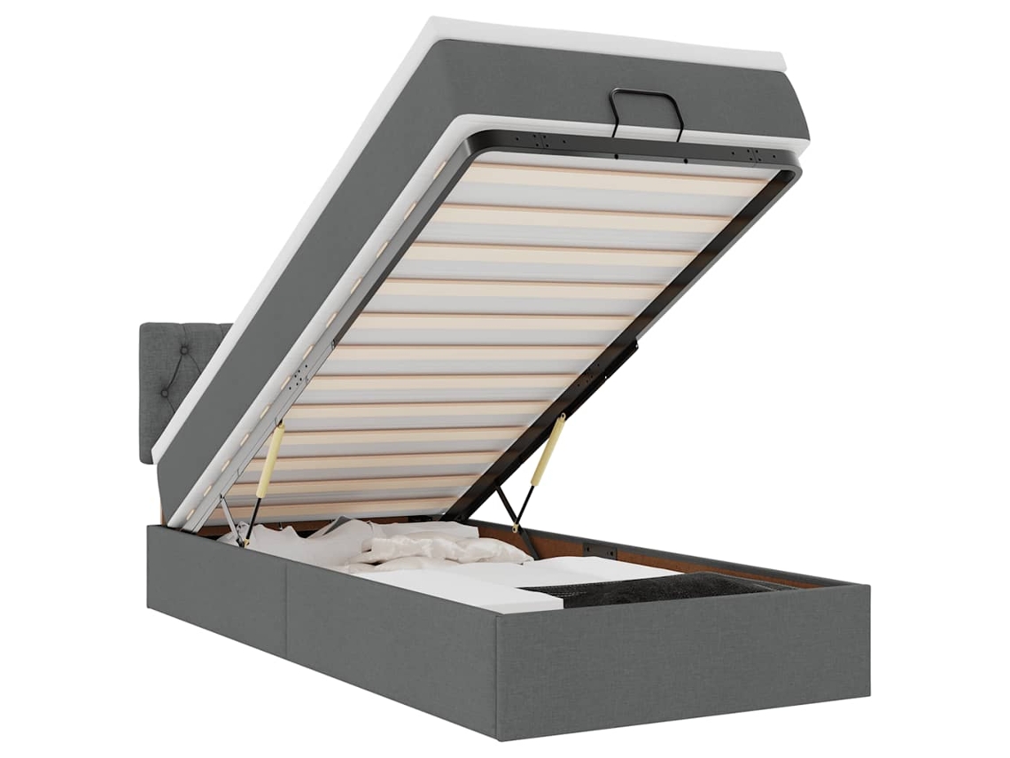 Maison Exclusive - Estructura Cama Otomana Colchón Tela Gris Oscuro 90x190cm