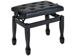 Banco De Piano Ajustable En Piel Sintética, 64x35x55cm, Negro.