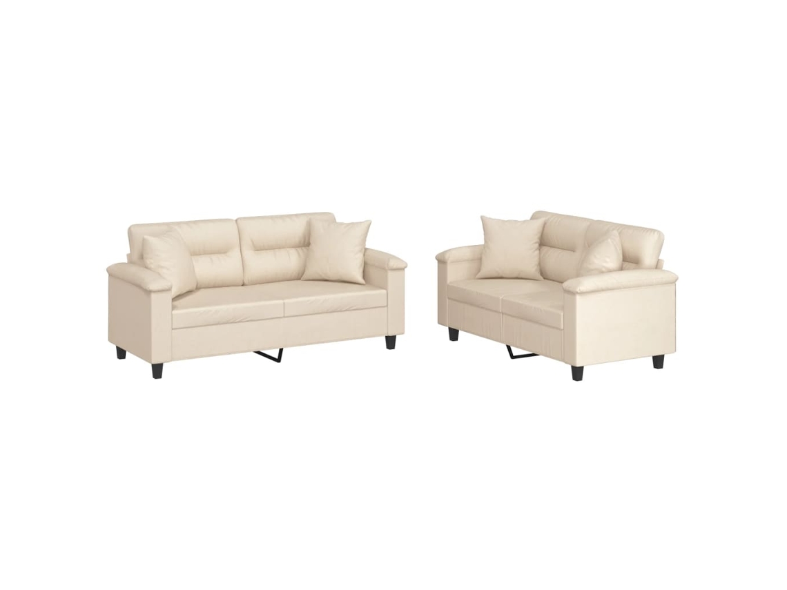 Maison Exclusive - Juego De Sofás Con Cojines 2 Piezas Tela Microfibra Beige