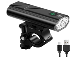 Luz Bicicleta Luces Bicicleta 3 Led Usb Recargable 5200Mah Delantero Trasero Impermeable 2400 Lumen Negro-Negro ENZONS