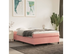 Estructura De Cama Sin Colchón Terciopelo Rosa 140x190 Cm