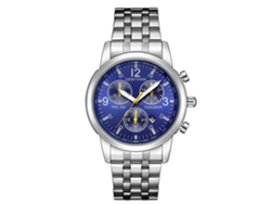 Reloj De Pulsera Geethink Para Hombre, De Acero, Con Esfera De Tres Subesferas, Color Azul Plateado.