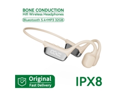 Auriculares Inalámbricos Bluetooth De Conducción Ósea (blanco, 32 Gb) Con Micrófono Y Pantalla Led.