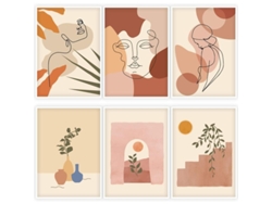 Lámina Minimalista De Arte Lineal, 6 Pósteres De Pared Impermeables, Mujer Y Naturaleza