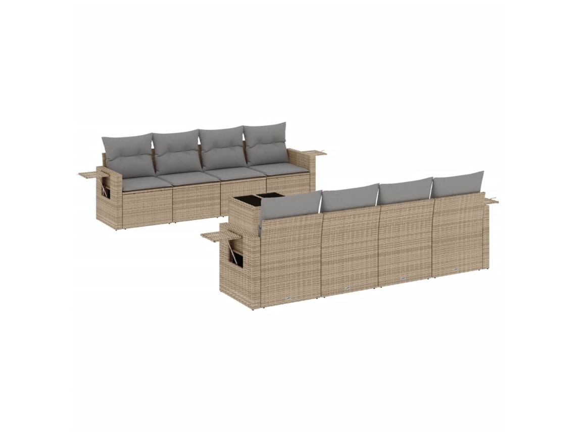 Conjunto de 9 sofás de jardín con cojines de mimbre beige MAISON EXCLUSIVE (90x200 cm)