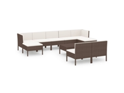 Maison Exclusive - Set Muebles De Jardín 10 Pzas Y Cojines Ratán Sintético Marrón