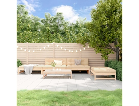 Conjunto 5 de muebles de jardín VIDAXL y cojines madera maciza