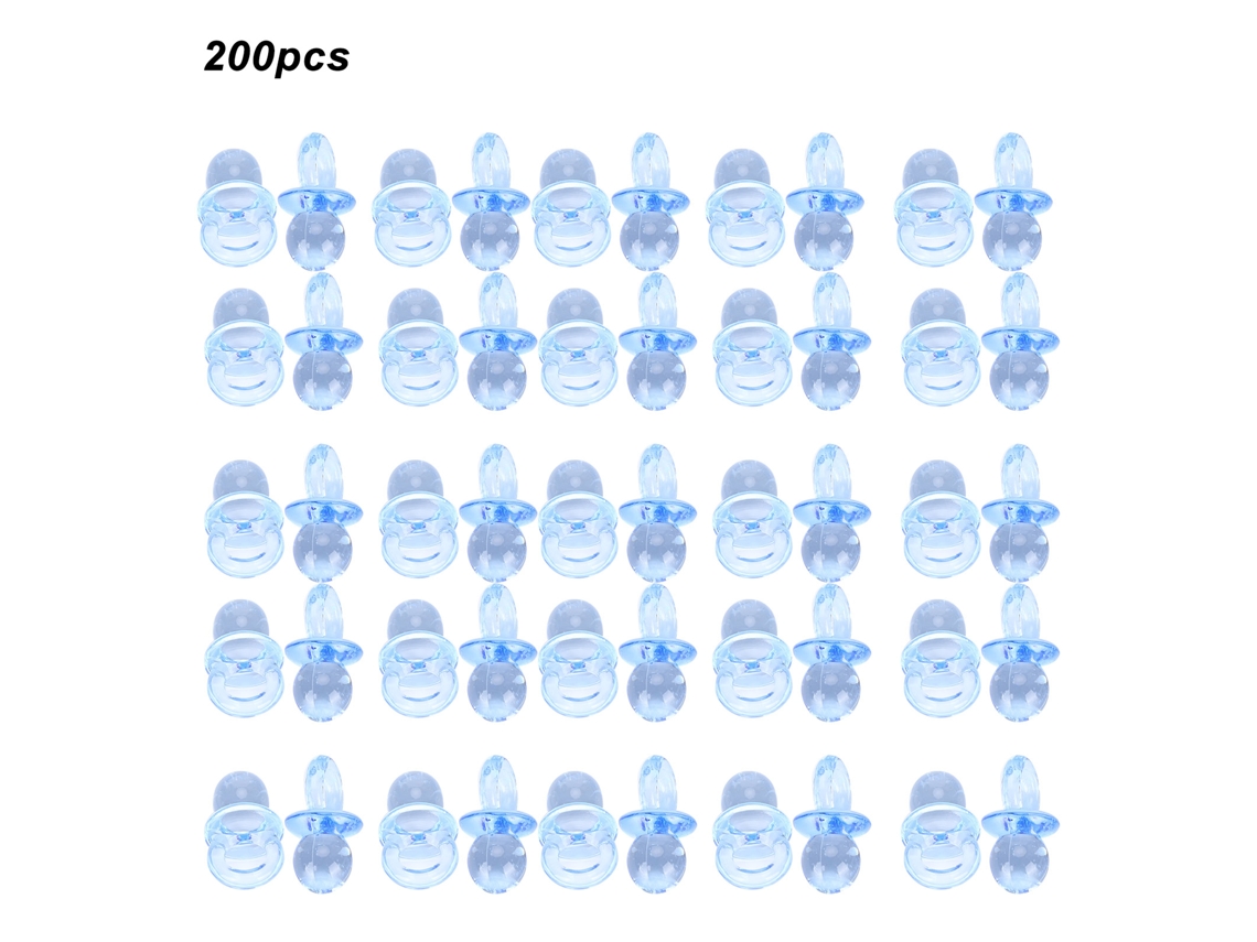200 Mini Chupetes Acrílicos Para Decoración De Bautizos, Cumpleaños Y Regalos Para Bebés - Azul