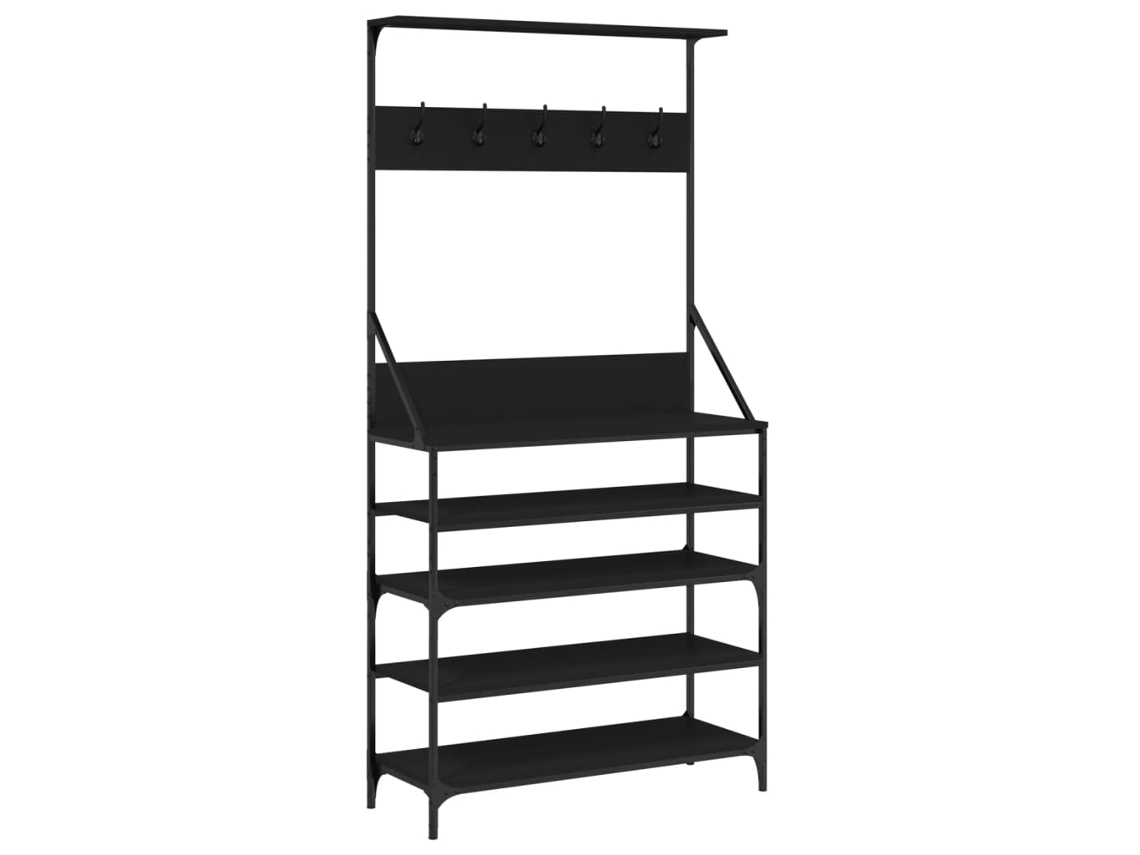 Maison Exclusive - Perchero Con Zapatero Negro 90x34x184 Cm