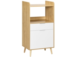 Carrito para microondas, estante para cajón de armario de cocina, color blanco natural.