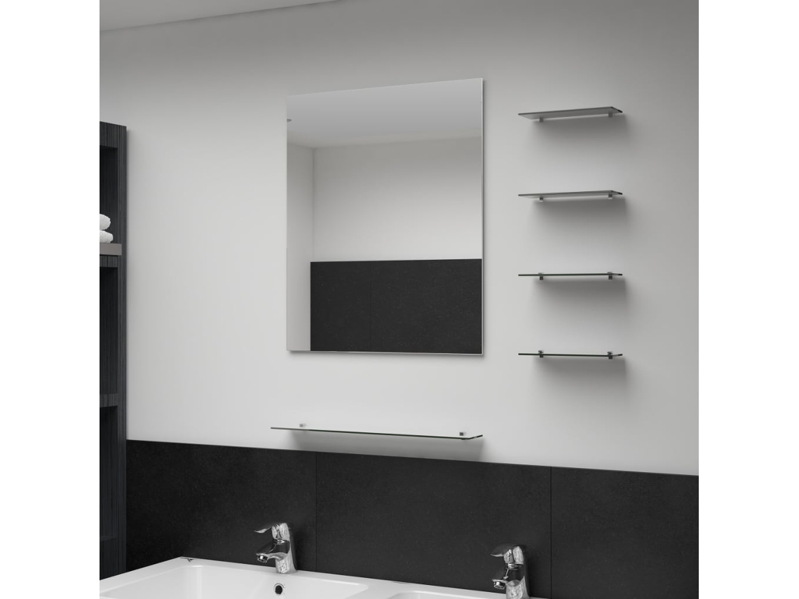 Espejo de Pared con 5 Baldas 50 x 60 cm Plata