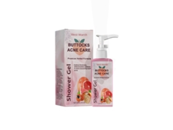 Gel de ducha para el tratamiento del acné en los glúteos. Limpiador corporal refrescante con extractos de pomelo y guaraná, 30 ml.