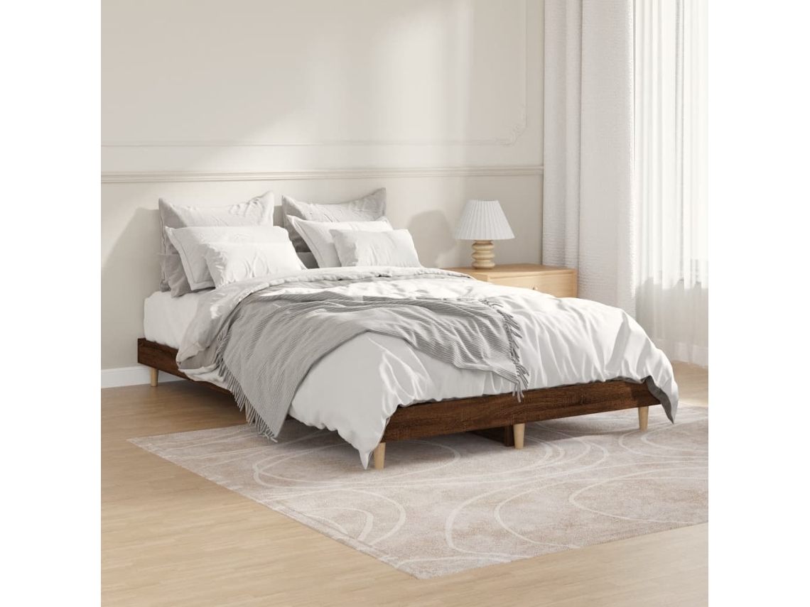 Estructura De Cama Sin Colchón Madera Marrón Roble 120x190 Cm