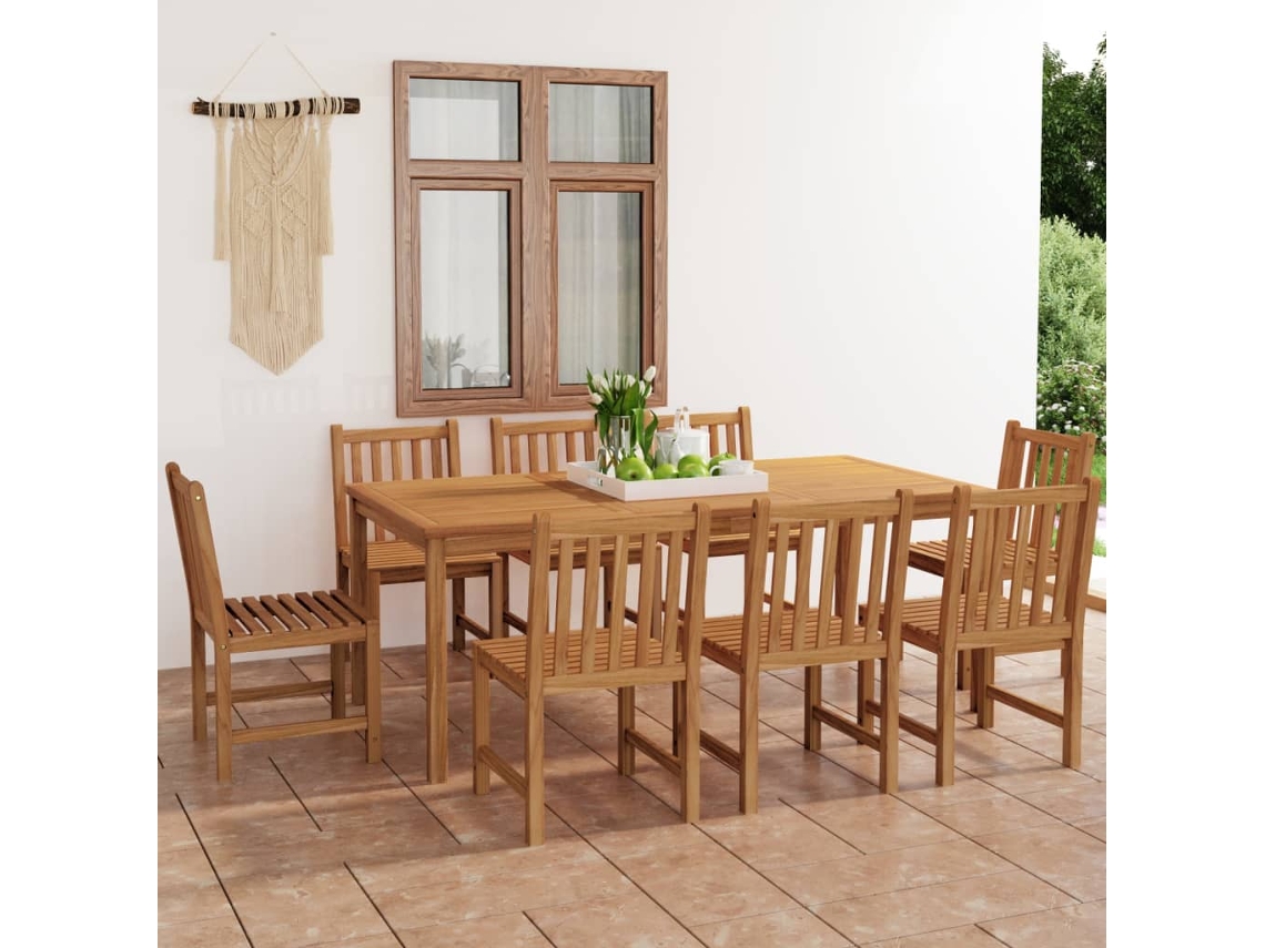 Juego de comedor de jardín de 2 piezas en madera maciza de teca, Dkd Home Decor