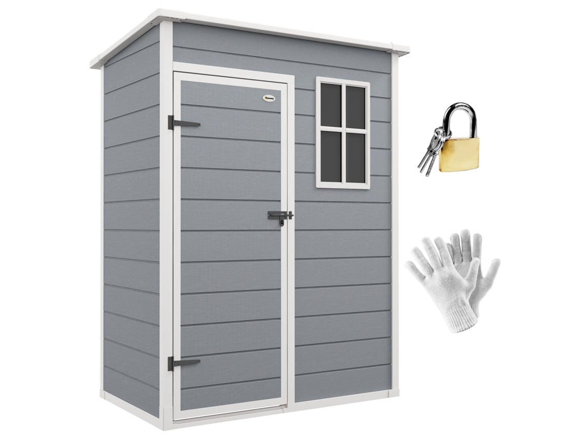 Caseta Jardín Plástico 1,14 M² 151x92x193 Cm Techo Inclinado Gris