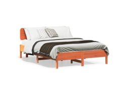 Maison Exclusive - Cama Sin Colchón Madera Maciza Pino Marrón Cera 150x200 Cm
