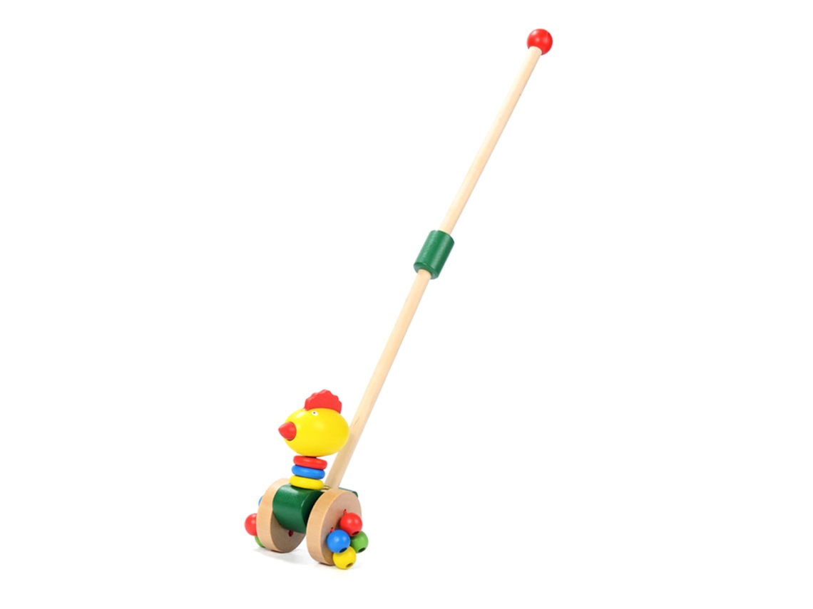Cochecito de bebé de madera WalshLXq con juguete para empujar y tirar para aprender a caminar - Animal andante