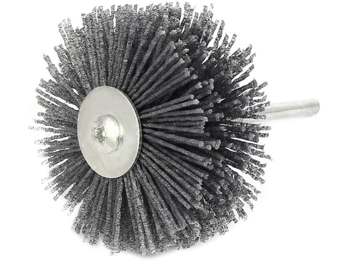 Cepillo de esmeril con vástago de 6 mm y cabezal de 80 mm de diámetro, grano 120, gris CHABERLU