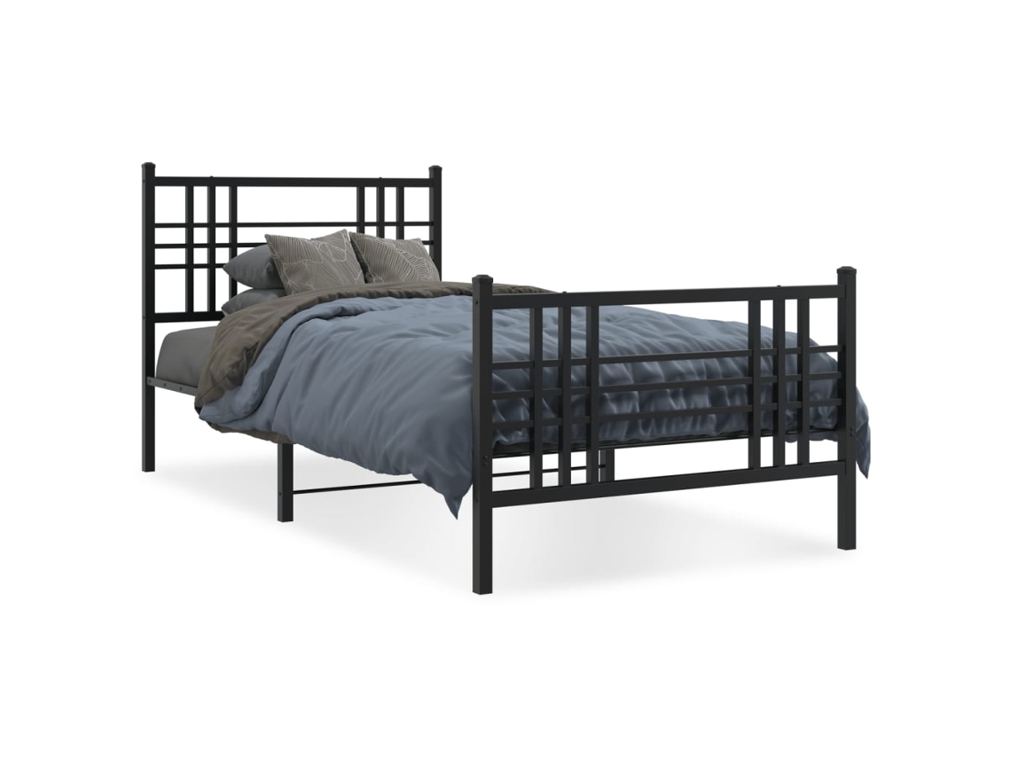 Maison Exclusive - Estructura Cama Sin Colchón Con Estribo Metal Negro 100x200 Cm