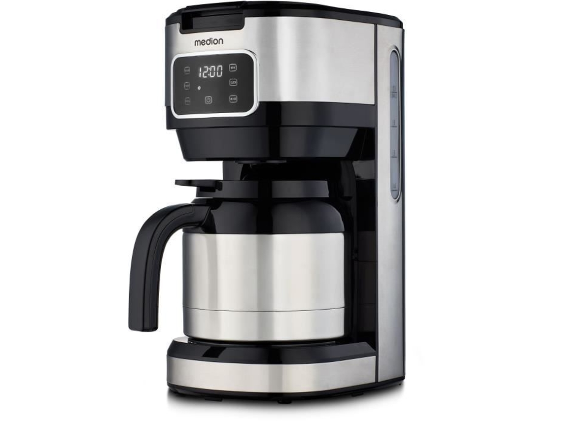 Cafetera digital isotérmica de filtro Medion de 900 W y 1,2 l color plata