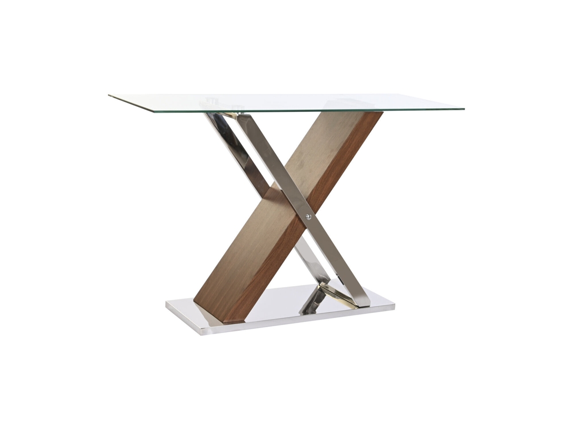 Consola Acero Cristal Transparente 120x40x75cm