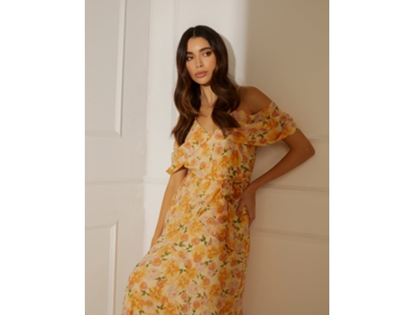 Vestido de Mujer BLUE VANILLA Cold Detail Midi Naranja (14)