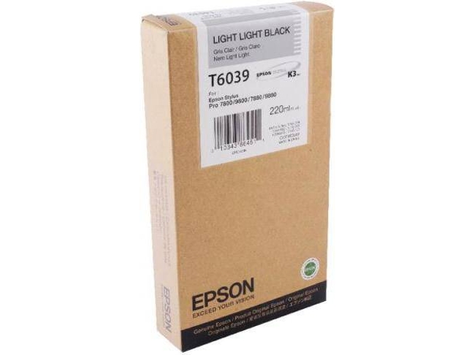 Cartucho de tinta original EPSON, T6039 220 ml , Gris claro, C13T603900
