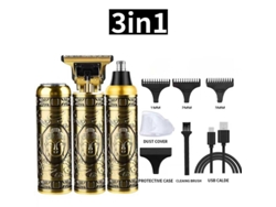 Set De Afeitado Multifuncional 3 En 1, Diseño De Buda, Motor Potente, Recargable Por Usb, Para Barba, Cabello Y Vello Nasal.