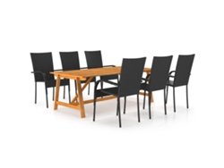 Juego de comedor de jardín de 7 piezas DKD Home Decor en negro