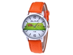 Reloj De Cuarzo Para Mujer Zhoulianfa F-389a Con Correa De Cuero Naranja, Estilo Moderno.